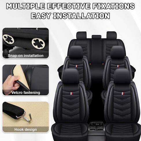 Car Seat Covers 7 Seats for Chevy Suburban 2000-2026,Premium Nappa Leather Waterproof Durable Seat Covers,Compatible Airbag Easy Install Clean Full Sets(Standard,Black) in Saudi Arabia