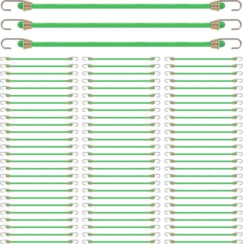 حبال بنجي صغيرة مع خطافات، 80 قطعة من حبل بنجي مطاطي صغير مقاس 10 بوصة قابل للتعديل وأشرطة بنجي مرنة شديدة التحمل للتخييم في الهواء الطلق، والخيام، والأقمشة، والدراجات، وRV، ورفوف سقف الأمتعة، والبضائع in Kuwait
