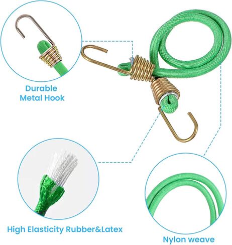 حبال بنجي صغيرة مع خطافات، 80 قطعة من حبل بنجي مطاطي صغير مقاس 10 بوصة قابل للتعديل وأشرطة بنجي مرنة شديدة التحمل للتخييم في الهواء الطلق، والخيام، والأقمشة، والدراجات، وRV، ورفوف سقف الأمتعة، والبضائع in Kuwait