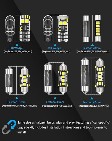 AENVTOL 14 Pieces Interior LED Light Kit + Back Up Bulb Reverse Lights Replacement for Toyota Camry 2007-2023 White LED Backup Light + Interior Bulb Package, Install Tool in Kuwait