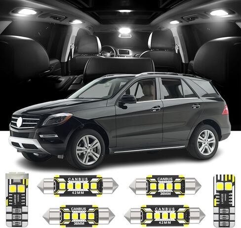 17 Pieces LED Interior Lights Kit Replacement for Mercedes Benz M ML Class GLE-Class W166 2012 2013 2014 2015 2016 2017 2018 White 6000K Interior LED Bulbs + License Plate Lights, Install Tool in Kuwait