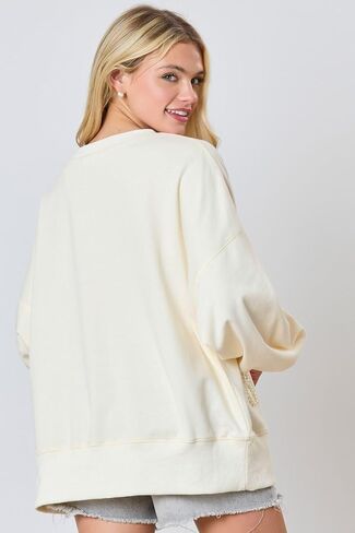 Women Cute Bow Sweatshirt Fall Crewneck Long Sleeve Top Casual Sequin Graphic Drop Shoulder Pullover Shirt in Saudi Arabia