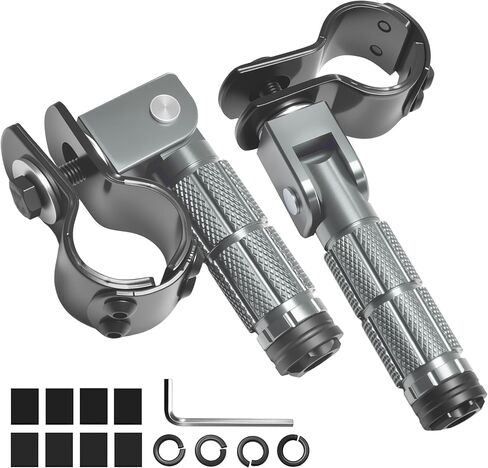 M8 Motorcycle Foot Pegs Folding Rearsets-90 Degree Foldable Footrest Fit 0.86-1.37in Brackets, Anti-Skid CNC Footpegs with Rubber Gasket for Pit Bike Dirt Bike Adventure Touring Bikes (Black) in Kuwait