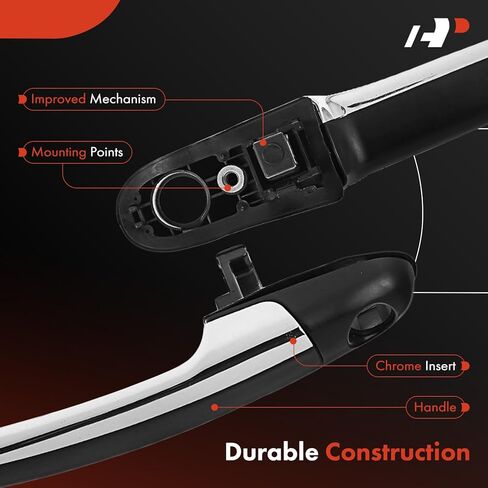 A-Premium Front Left Driver Side Exterior Door Handle Compatible with Kia Amanti 2004-2009, Primed Black with Chrome Insert, Replace# 82650-3F001 in Saudi Arabia
