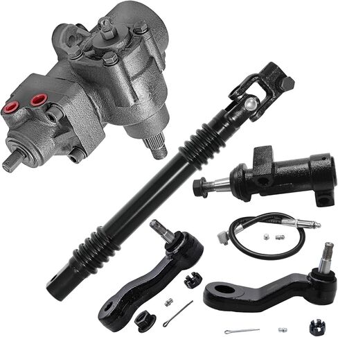 محور ديترويت - طقم صندوق تروس مكون من 5 قطع لسيارة Chevy GMC Silverado Sierra 2500HD 3500 2500 1500HD، صندوق تروس توجيه كهربائي، عمود توجيه سفلي متوسط، أذرع بيتمان الأمامية، محور دعامة ذراع المهمل in Saudi Arabia