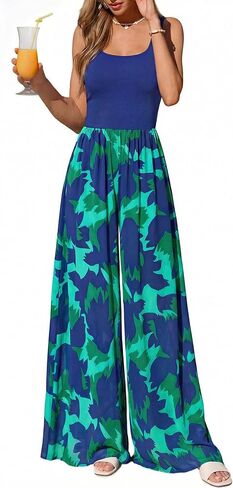 KIRUNDO Jumpsuits for Women Dressy 2026 Summer One Piece Sleeveless Boho Floral Wide Leg Romper Beach Vacation Cruise Outfits in Kuwait