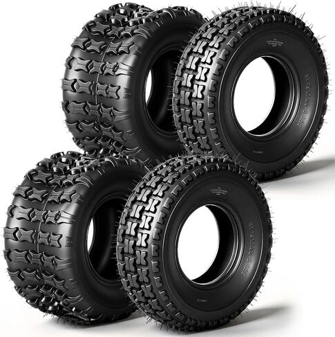 إطارات TRIBLE SIX مقاس 19x7-8 أمامية و18x9.5-8 خلفية ATV/UTV، و19x7x8 و18x9.5x8 لجميع إطارات التضاريس، 4PR بدون أنبوب، مداس غير اتجاهي، مجموعة من 4 in Saudi Arabia
