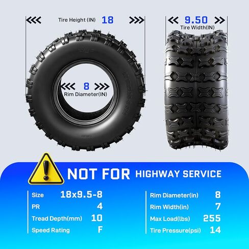 إطارات TRIBLE SIX مقاس 19x7-8 أمامية و18x9.5-8 خلفية ATV/UTV، و19x7x8 و18x9.5x8 لجميع إطارات التضاريس، 4PR بدون أنبوب، مداس غير اتجاهي، مجموعة من 4 in Saudi Arabia