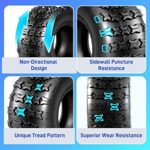 إطارات TRIBLE SIX مقاس 19x7-8 أمامية و18x9.5-8 خلفية ATV/UTV، و19x7x8 و18x9.5x8 لجميع إطارات التضاريس، 4PR بدون أنبوب، مداس غير اتجاهي، مجموعة من 4 in Saudi Arabia