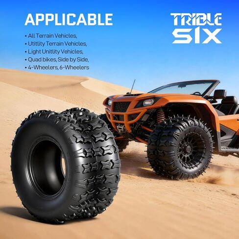 إطارات TRIBLE SIX مقاس 19x7-8 أمامية و18x9.5-8 خلفية ATV/UTV، و19x7x8 و18x9.5x8 لجميع إطارات التضاريس، 4PR بدون أنبوب، مداس غير اتجاهي، مجموعة من 4 in Saudi Arabia