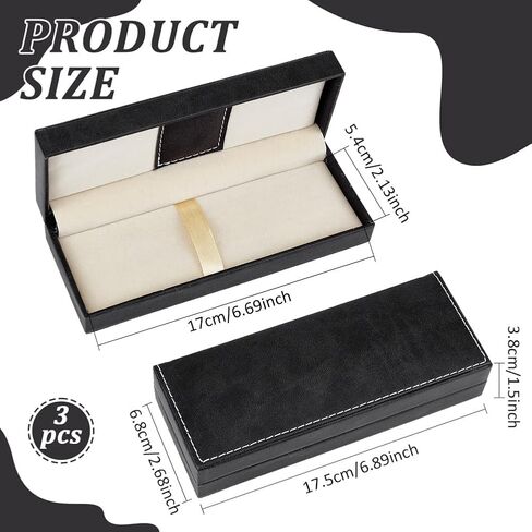 1 black pen gift box, PU leather long pen gift box, used for gift packaging, office and school supplies in Kuwait