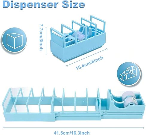 18 Strips Tape Dispenser, Blade-Free Tape Holder Cutting for Fast Christmas Gift Wrapping, Handmade,Crafts and Packaging Works with Standard, Washi & Double-Sided Tape (Blue) in Kuwait