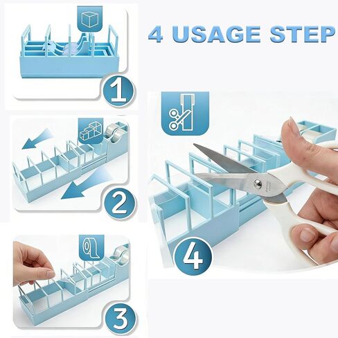 18 Strips Tape Dispenser, Blade-Free Tape Holder Cutting for Fast Christmas Gift Wrapping, Handmade,Crafts and Packaging Works with Standard, Washi & Double-Sided Tape (Blue) in Kuwait