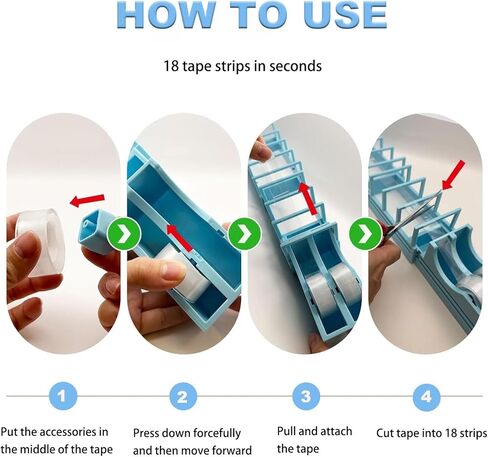 18 Strips Tape Dispenser, Blade-Free Tape Holder Cutting for Fast Christmas Gift Wrapping, Handmade,Crafts and Packaging Works with Standard, Washi & Double-Sided Tape (Blue) in Kuwait