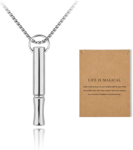 Mindful Breathe Necklace for Men Women Quit Smoking Breathe Whistle Pendant Stress Relief Necklace Anxiety Relief Gift in Saudi Arabia