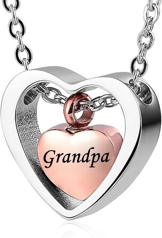 YSAhan قلادة جرة القلب المزدوجة لحامل الرماد الجد تذكار حرق الجثث التذكارية مجوهرات من الفولاذ المقاوم للصدأ in Kuwait