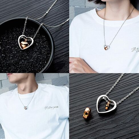 YSAhan قلادة جرة القلب المزدوجة لحامل الرماد الجد تذكار حرق الجثث التذكارية مجوهرات من الفولاذ المقاوم للصدأ in Kuwait