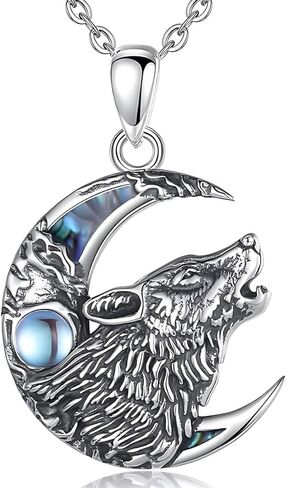 Howling Wolf Necklace for Men Women Vintage Wolf Pendant Jewelry Gifts for Him Womens Gothic Wolf's Necklaces Birthday Gift for Her Wolves Lovers Charm Mens Pendant in Saudi Arabia