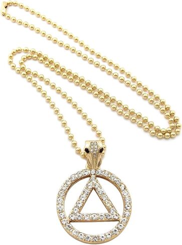 NYFASHION101 Stone Studded Alcoholics Anonymous Sobriety Pendant with 3mm 27" Ball Chain Necklace in Saudi Arabia
