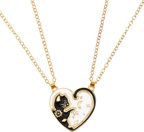 Cat Friendship Necklaces Cat Yin Yang Matching Necklaces for Couples BBF Best Friend Necklace Cats Necklace in Kuwait