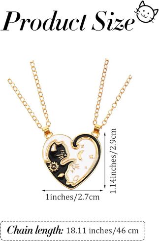 Cat Friendship Necklaces Cat Yin Yang Matching Necklaces for Couples BBF Best Friend Necklace Cats Necklace in Kuwait