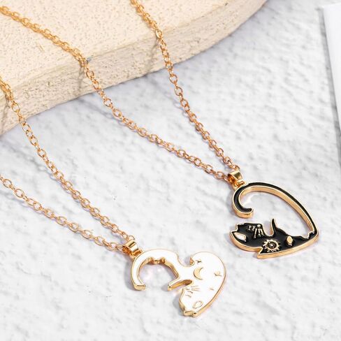 Cat Friendship Necklaces Cat Yin Yang Matching Necklaces for Couples BBF Best Friend Necklace Cats Necklace in Kuwait