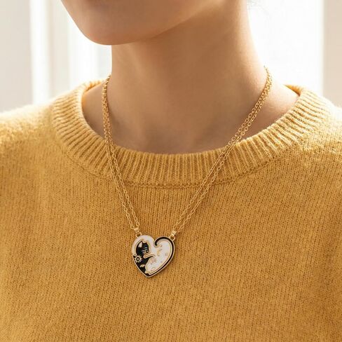 Cat Friendship Necklaces Cat Yin Yang Matching Necklaces for Couples BBF Best Friend Necklace Cats Necklace in Kuwait