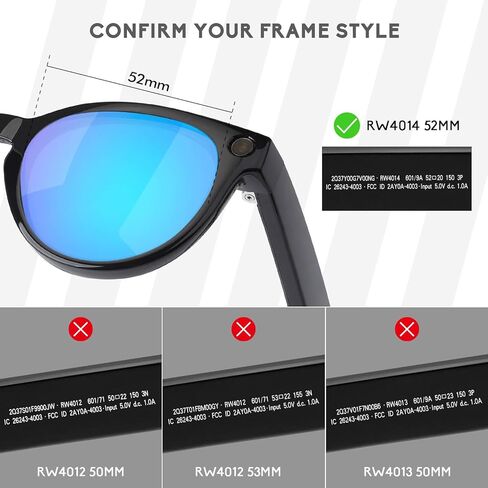 2 Pairs Non-Polarized Replacement Lenses for Ray-Ban Meta Skyler (Gen 2) RW4014 52mm Smart Sunglasses, Anti-Scratch and Impact Resistant in Saudi Arabia
