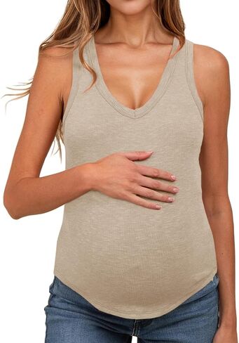 UNCLECAT Women's Maternity Tank Tops Summer V-Neck Sleeveless Pregnancy Clothes Casual Basic Shirt in Kuwait