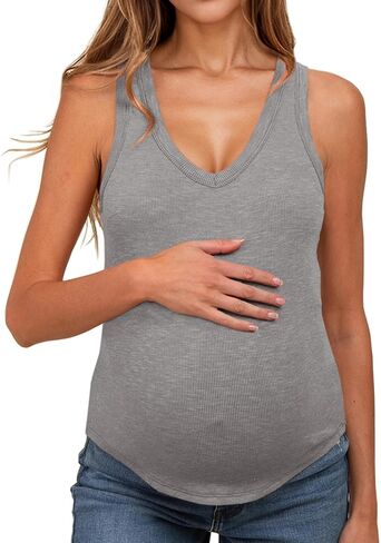 UNCLECAT Women's Maternity Tank Tops Summer V-Neck Sleeveless Pregnancy Clothes Casual Basic Shirt in Saudi Arabia