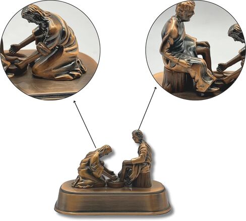 Copper Jesus Washing Disciple's Feet Statue - Religious Little Jesus Figures & Christian Home Decor - Spiritual Table Centerpiece - Meaningful Biblical Present (Small 3") in Kuwait