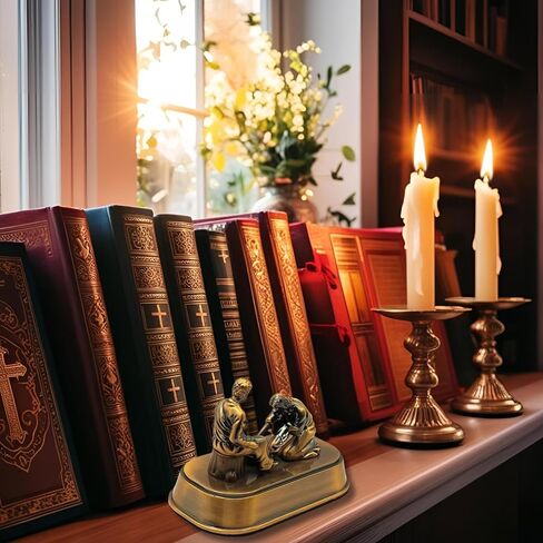 Copper Jesus Washing Disciple's Feet Statue - Religious Little Jesus Figures & Christian Home Decor - Spiritual Table Centerpiece - Meaningful Biblical Present (Small 3") in Kuwait