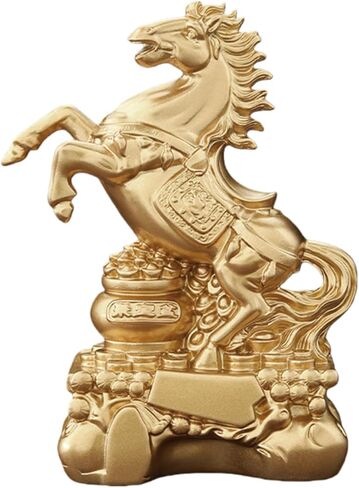 Resin Horse Statue, Resin Golden Horse Sculpture Attracting Wealth and Good Chinese Luck Feng Shui Decoration, Horse Figurine for Home Office Table Decoration and New Year Gift (A Gold) in Kuwait