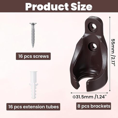 8PCS Bungee Ball Cords Receivers Brackets, Brown Universal Bungee Kit Parts Replacement Mounting Brackets for Exterior Outdoor/Indoor Sun Shades, Room Roller Sun Shade in Kuwait