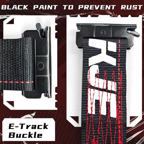 KJE E-Track Ratchet Straps, 8 Pack Black 2" x16' Heavy Duty Cargo Tie-Downs, 4500LBS Breaking Strength, Standard E Track Fitting Tie Down Ratcheting Strap for Cargo Vans, Trucks, Trailers in Kuwait