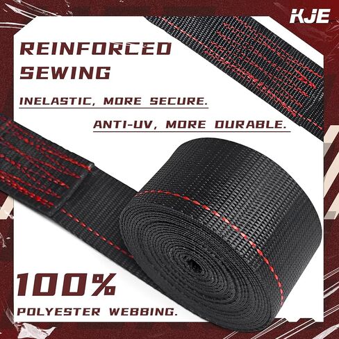 KJE E-Track Ratchet Straps, 8 Pack Black 2" x16' Heavy Duty Cargo Tie-Downs, 4500LBS Breaking Strength, Standard E Track Fitting Tie Down Ratcheting Strap for Cargo Vans, Trucks, Trailers in Kuwait