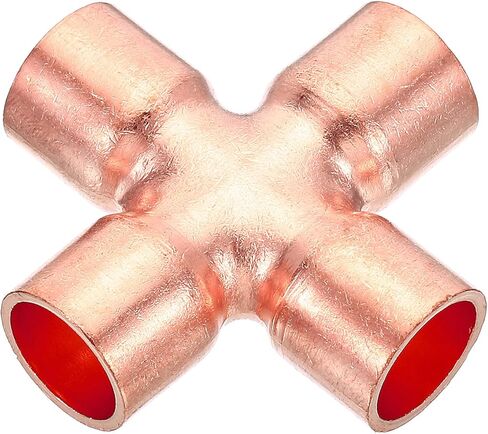 PATIKIL 1/2 Inch ID 15mm OD Copper Union Cross Pipe Fitting, 2 Pack 4 Way Welding Copper End Feed Equal Pipe Connector for Plumbing Air Conditioning Refrigeration Gas Water Oil in Kuwait