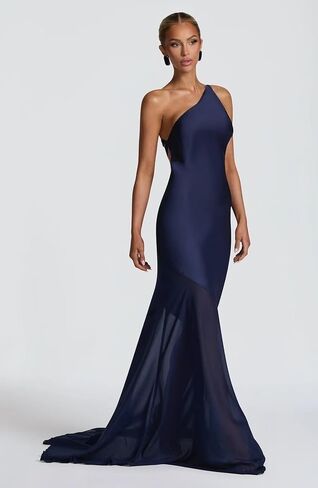 One Shoulder Illusion Chiffon Prom Dresses for Women 2026 Long Satin Mermaid Formal Evening Gown NG102 in Saudi Arabia