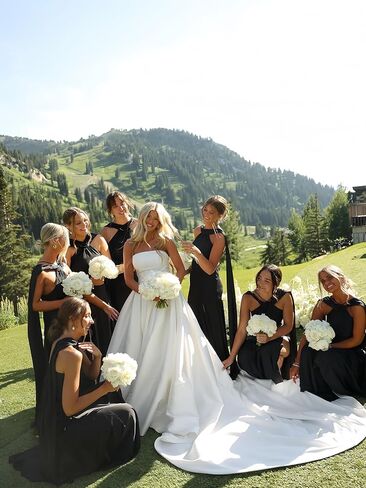 فساتين وصيفة العروس من الساتان من ForElise مع وشاح، فستان حفلة موسيقية أنيق بفتحة in Kuwait