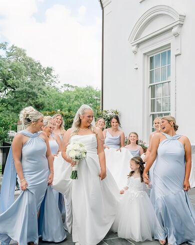 فساتين وصيفة العروس من الساتان من ForElise مع وشاح، فستان حفلة موسيقية أنيق بفتحة in Kuwait