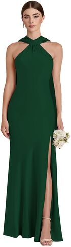 فساتين وصيفة العروس من الساتان من ForElise مع وشاح، فستان حفلة موسيقية أنيق بفتحة in Kuwait