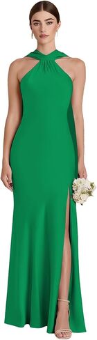 فساتين وصيفة العروس من الساتان من ForElise مع وشاح، فستان حفلة موسيقية أنيق بفتحة in Kuwait