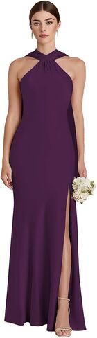 فساتين وصيفة العروس من الساتان من ForElise مع وشاح، فستان حفلة موسيقية أنيق بفتحة in Kuwait