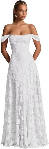 Floral Bridesmaid Dresses for Women Off The Shoulder Long Cowl Neck Prom Dress A Line Formal Evening Dresses in Kuwait