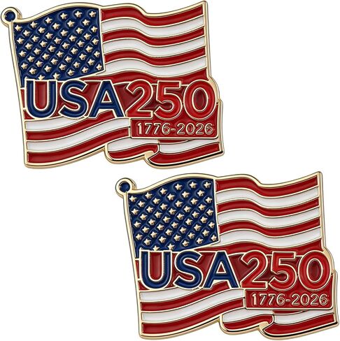 2 قطعة 250 سنة أمريكا العلم الذكرى السنوية دبابيس للرجال النساء، 250th الذكرى التلبيب المينا دبوس باتريوت عيد الاستقلال هدية مجوهرات in Kuwait