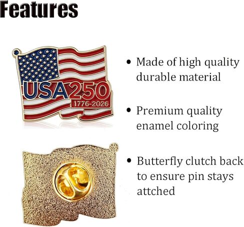 2 قطعة 250 سنة أمريكا العلم الذكرى السنوية دبابيس للرجال النساء، 250th الذكرى التلبيب المينا دبوس باتريوت عيد الاستقلال هدية مجوهرات in Kuwait