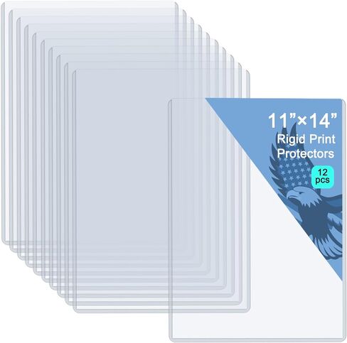 Rainmae 12 Pack 11" x 14" Artwork Protectors, Rigid Print Protectors, Clear Waterproof Hard Plastic Page Sheet Protectors, Art Storage Photo Plastic Sleeves Document Holder Birth Certificate Protector in Saudi Arabia