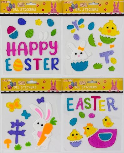 Valentine Love Window Gel Clings: I Love You, Cupid, XOXO, Hearts in Red Pink Purple Blue, 4 Pc Set, Reusable in Kuwait