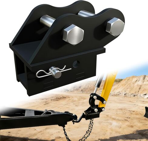 Mini Excavator Trailer Hitch Receiver Attachment with Standard 2-Inch Receiver, fits 0.8–2t Mini Excavators, 5000 Lbs Tongue & 20000 Lbs Trailer Capacity, Easy to Install, Includes Pin in Kuwait