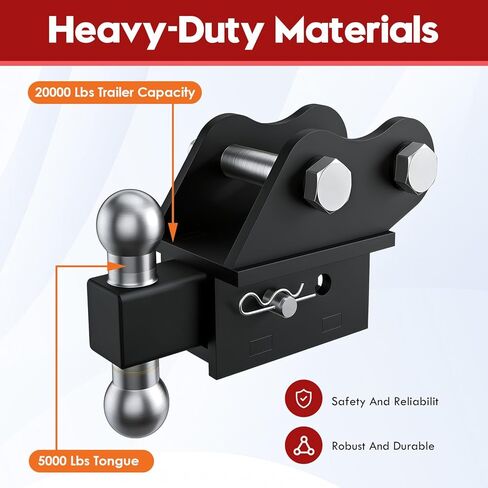 Mini Excavator Trailer Hitch Receiver Attachment with Standard 2-Inch Receiver, fits 0.8–2t Mini Excavators, 5000 Lbs Tongue & 20000 Lbs Trailer Capacity, Easy to Install, Includes Pin in Kuwait